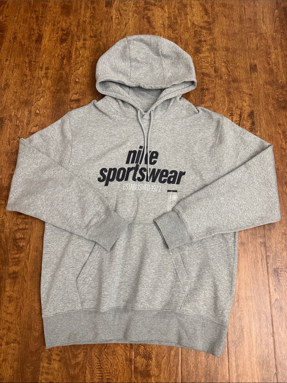 Nike Gray Sportswear Pullover Hoodie with Black Logo
